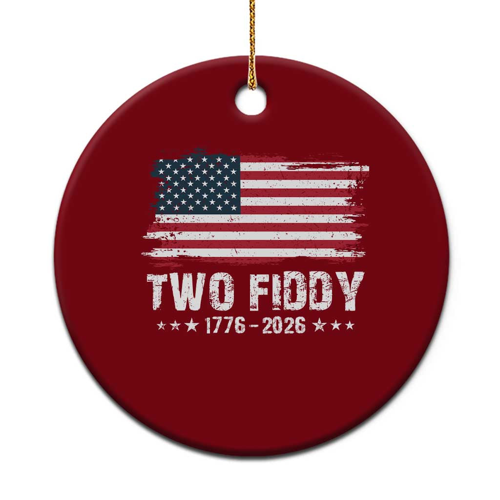 Two Fiddy USA 250th Anniversary Ceramic Ornament Vintage American Flag Patriotic Humor