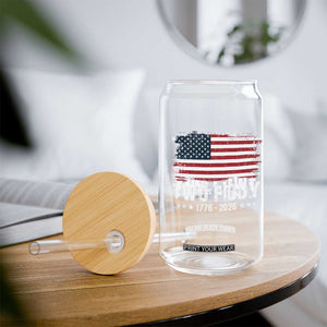 Two Fiddy USA 250th Anniversary Glass Can Vintage American Flag Patriotic Humor