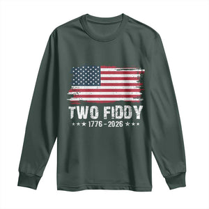 Two Fiddy USA 250th Anniversary Long Sleeve Shirt Vintage American Flag Patriotic Humor