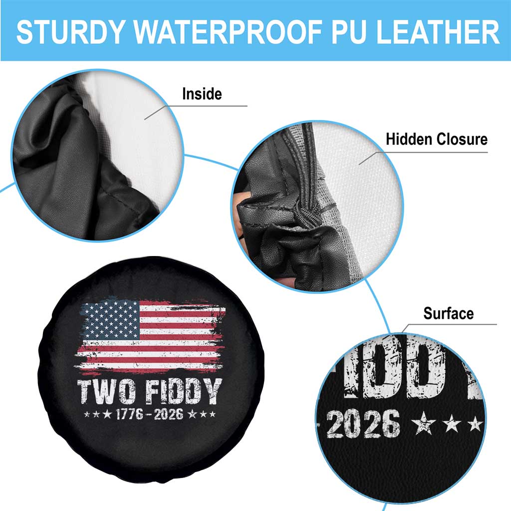 Two Fiddy USA 250th Anniversary Spare Tire Cover Vintage American Flag Patriotic Humor