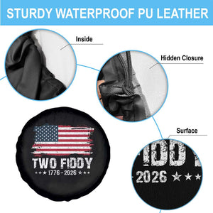 Two Fiddy USA 250th Anniversary Spare Tire Cover Vintage American Flag Patriotic Humor