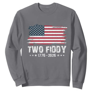 Two Fiddy USA 250th Anniversary Sweatshirt Vintage American Flag Patriotic Humor