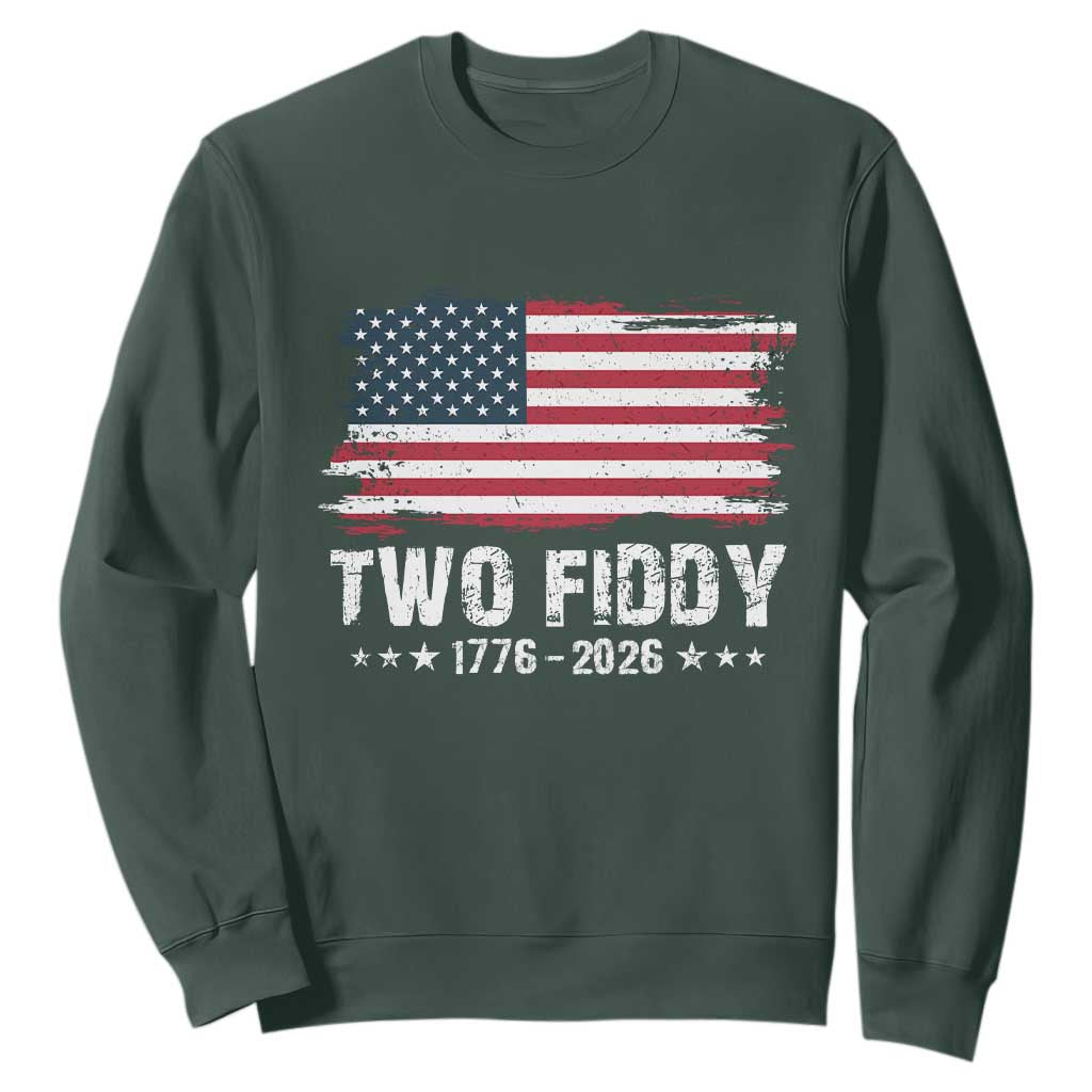 Two Fiddy USA 250th Anniversary Sweatshirt Vintage American Flag Patriotic Humor