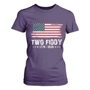 Two Fiddy USA 250th Anniversary T Shirt For Women Vintage American Flag Patriotic Humor