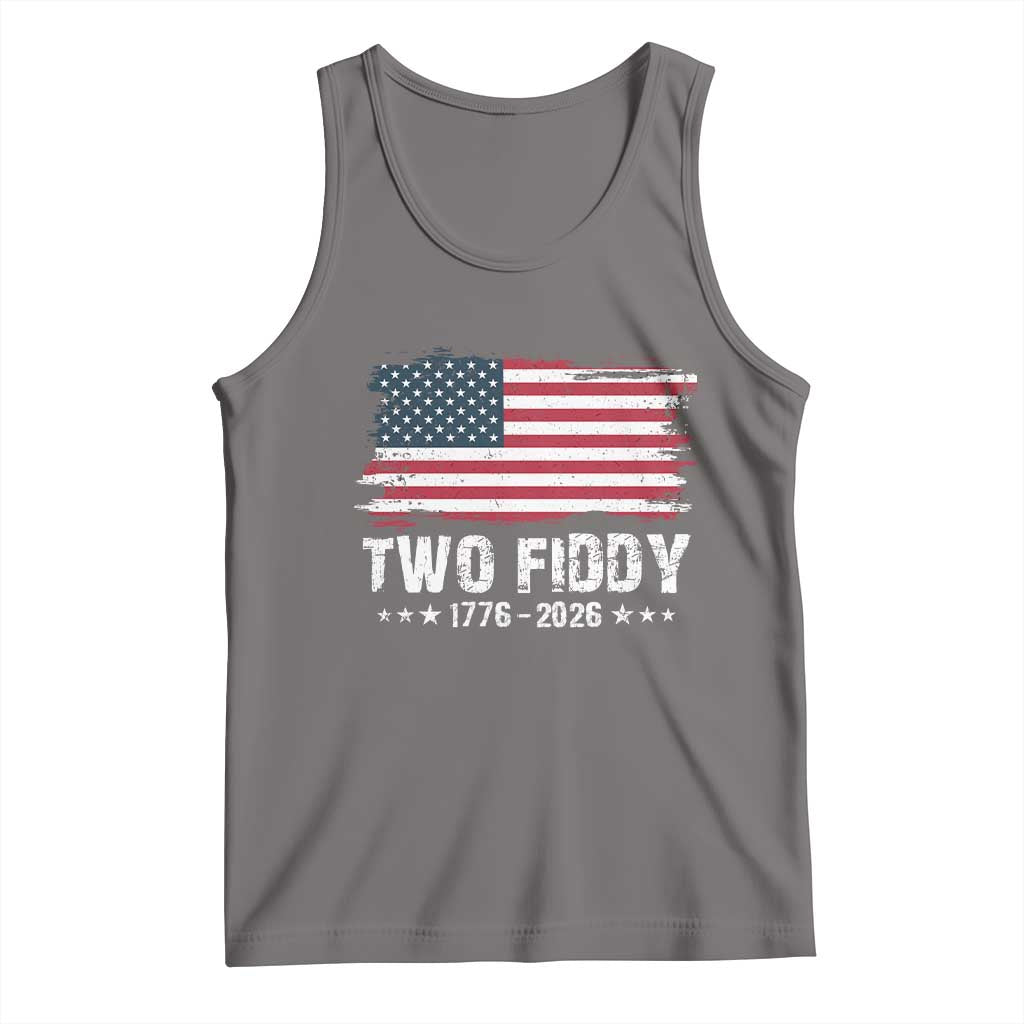 Two Fiddy USA 250th Anniversary Tank Top Vintage American Flag Patriotic Humor