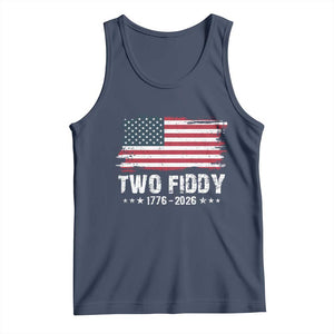 Two Fiddy USA 250th Anniversary Tank Top Vintage American Flag Patriotic Humor