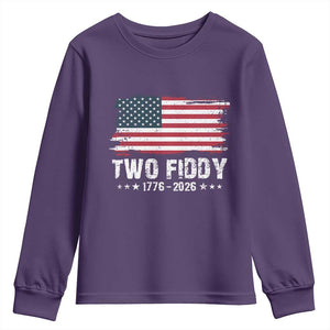 Two Fiddy USA 250th Anniversary Youth Sweatshirt Vintage American Flag Patriotic Humor