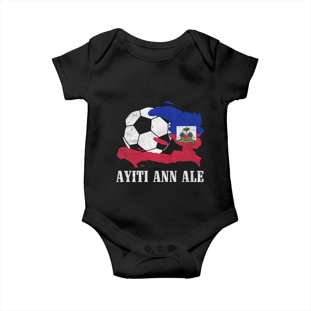 Ayiti Ann Ale Haiti Soccer Baby Onesie Haitian Football Fan Pride Flag Graphic Caribbean Sports TS10 Black Print Your Wear