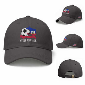 Ayiti Ann Ale Haiti Soccer Baseball Cap Haitian Football Fan Pride Flag Graphic Caribbean Sports