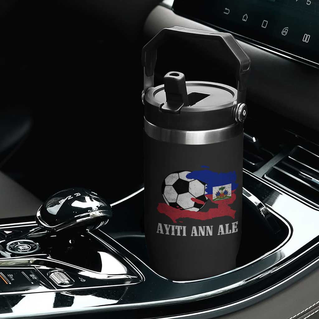 Ayiti Ann Ale Haiti Soccer Flip Straw Tumbler Haitian Football Fan Pride Flag Graphic Caribbean Sports