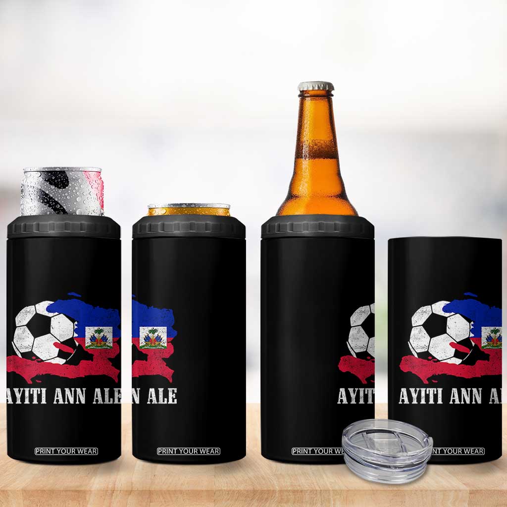 Ayiti Ann Ale Haiti Soccer 4 in 1 Can Cooler Tumbler Haitian Football Fan Pride Flag Graphic Caribbean Sports