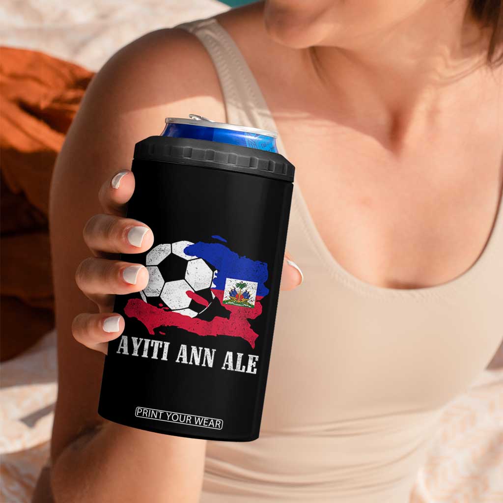 Ayiti Ann Ale Haiti Soccer 4 in 1 Can Cooler Tumbler Haitian Football Fan Pride Flag Graphic Caribbean Sports