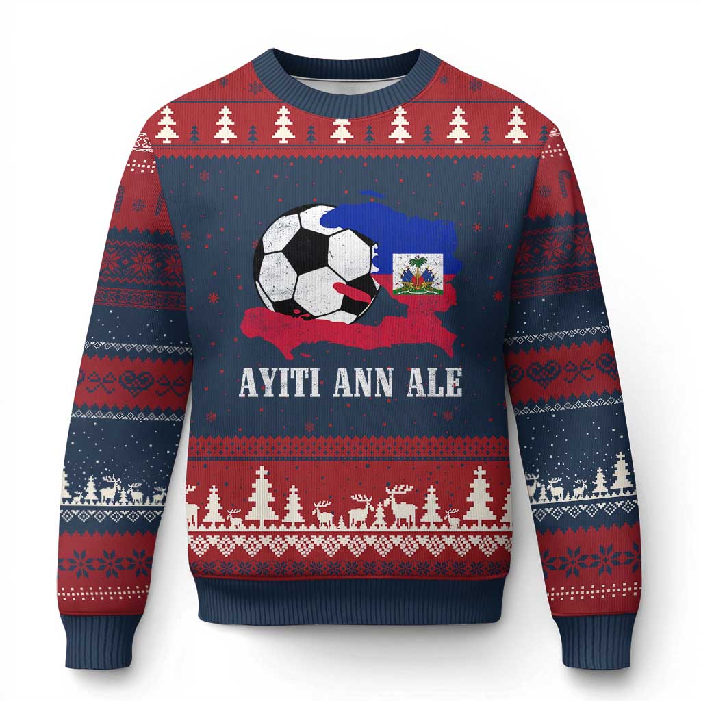 Ayiti Ann Ale Haiti Soccer Ugly Christmas Sweater Haitian Football Fan Pride Flag Graphic Caribbean Sports