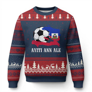 Ayiti Ann Ale Haiti Soccer Ugly Christmas Sweater Haitian Football Fan Pride Flag Graphic Caribbean Sports