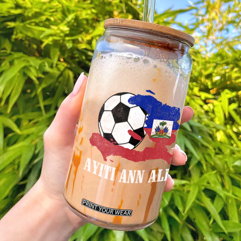 Ayiti Ann Ale Haiti Soccer Glass Can Haitian Football Fan Pride Flag Graphic Caribbean Sports