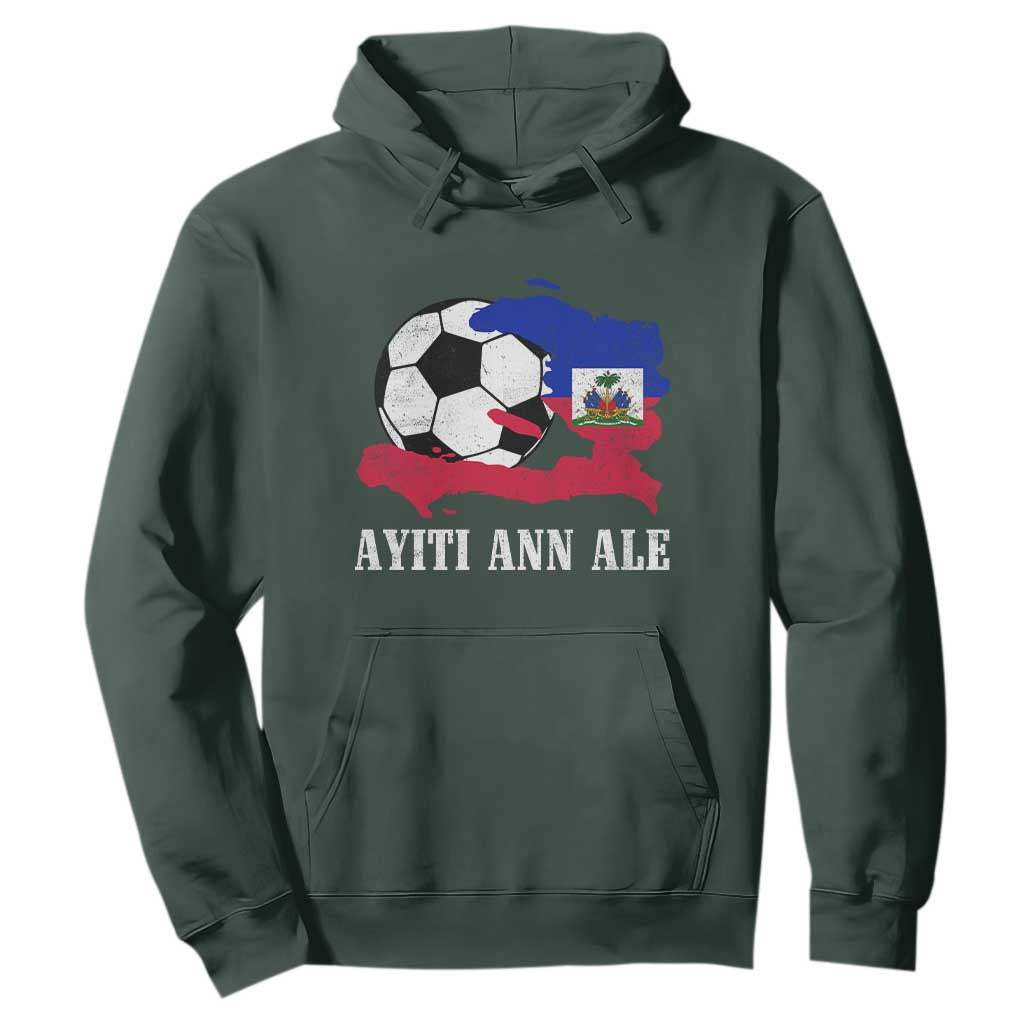 Ayiti Ann Ale Haiti Soccer Hoodie Haitian Football Fan Pride Flag Graphic Caribbean Sports