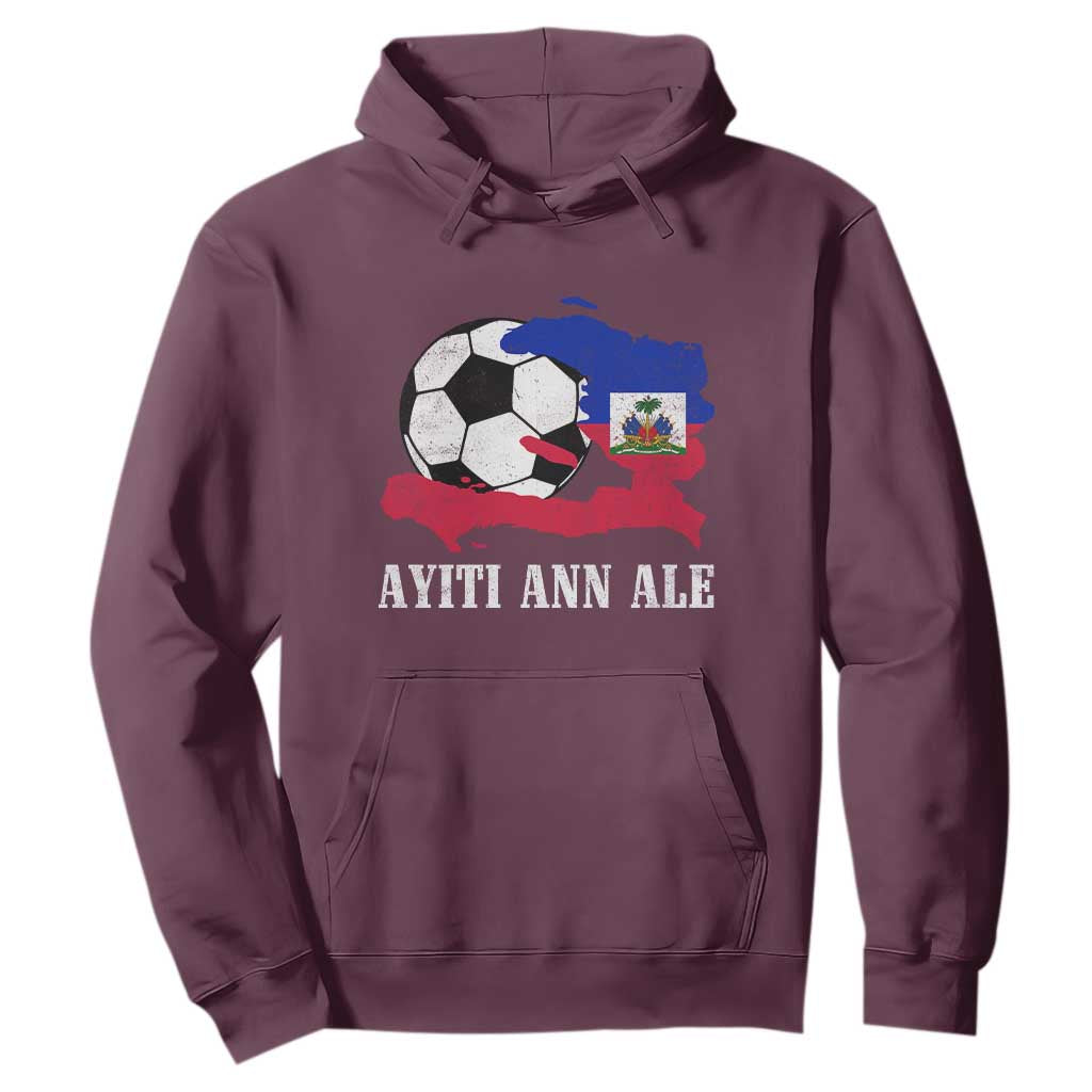 Ayiti Ann Ale Haiti Soccer Hoodie Haitian Football Fan Pride Flag Graphic Caribbean Sports