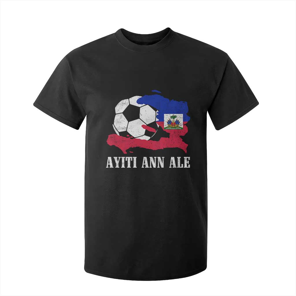 Ayiti Ann Ale Haiti Soccer T Shirt For Kid Haitian Football Fan Pride Flag Graphic Caribbean Sports