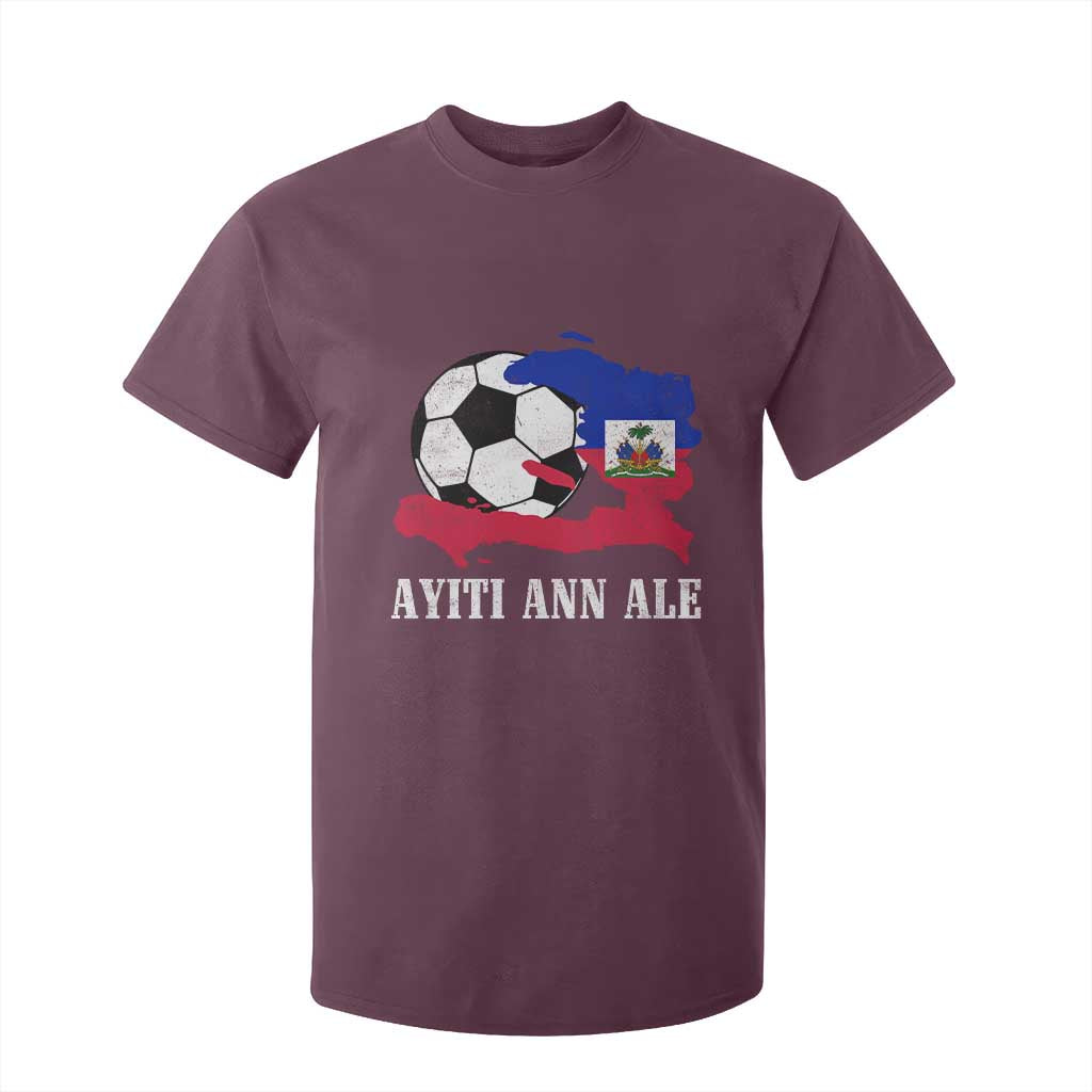 Ayiti Ann Ale Haiti Soccer T Shirt For Kid Haitian Football Fan Pride Flag Graphic Caribbean Sports