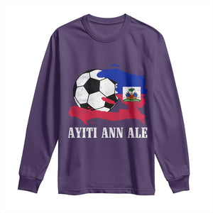 Ayiti Ann Ale Haiti Soccer Long Sleeve Shirt Haitian Football Fan Pride Flag Graphic Caribbean Sports