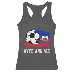 Ayiti Ann Ale Haiti Soccer Racerback Tank Top Haitian Football Fan Pride Flag Graphic Caribbean Sports