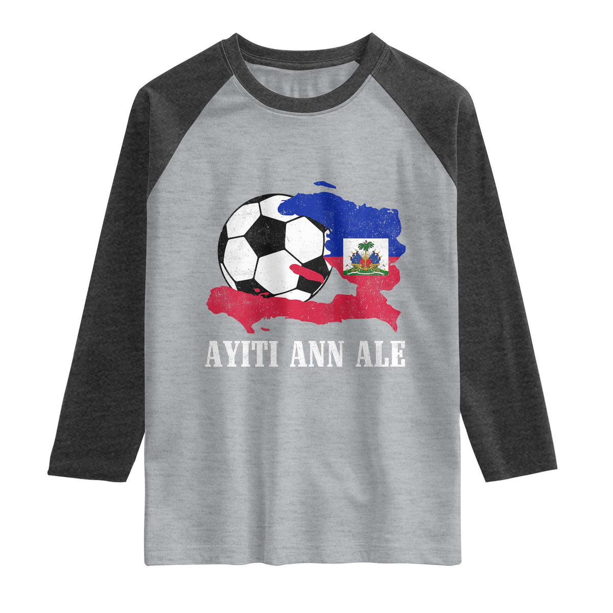 Ayiti Ann Ale Haiti Soccer Raglan Shirt Haitian Football Fan Pride Flag Graphic Caribbean Sports