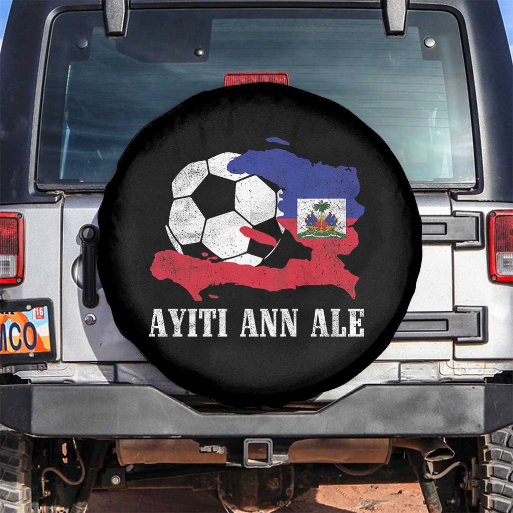 Ayiti Ann Ale Haiti Soccer Spare Tire Cover Haitian Football Fan Pride Flag Graphic Caribbean Sports TS10 No hole Black Print Your Wear