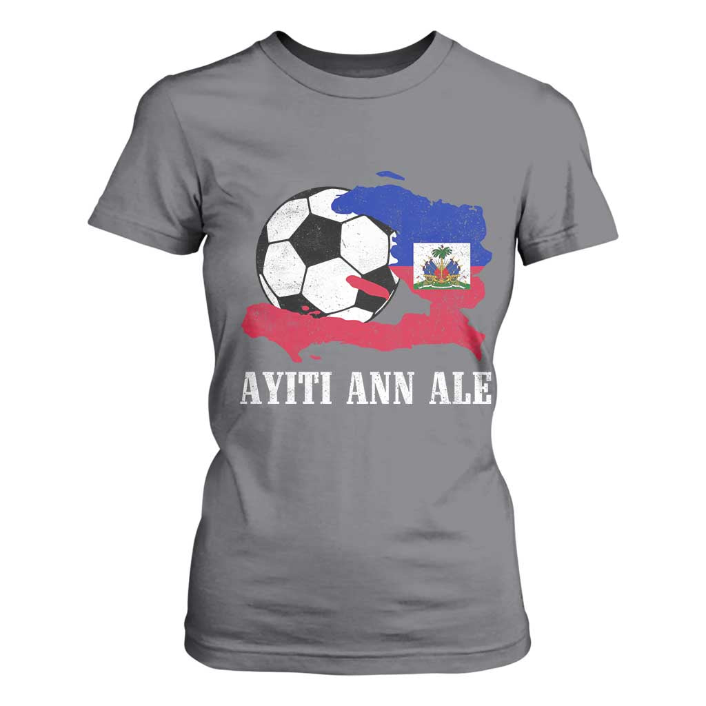 Ayiti Ann Ale Haiti Soccer T Shirt For Women Haitian Football Fan Pride Flag Graphic Caribbean Sports