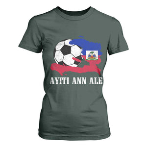 Ayiti Ann Ale Haiti Soccer T Shirt For Women Haitian Football Fan Pride Flag Graphic Caribbean Sports
