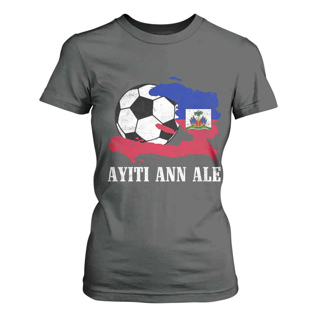 Ayiti Ann Ale Haiti Soccer T Shirt For Women Haitian Football Fan Pride Flag Graphic Caribbean Sports