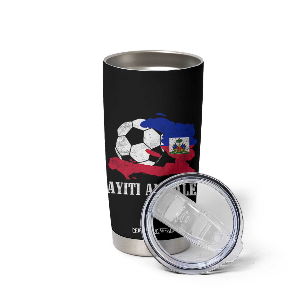 Ayiti Ann Ale Haiti Soccer Tumbler Cup Haitian Football Fan Pride Flag Graphic Caribbean Sports