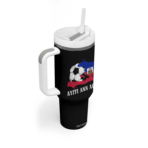 Ayiti Ann Ale Haiti Soccer Tumbler With Handle Haitian Football Fan Pride Flag Graphic Caribbean Sports