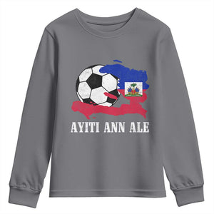 Ayiti Ann Ale Haiti Soccer Youth Sweatshirt Haitian Football Fan Pride Flag Graphic Caribbean Sports