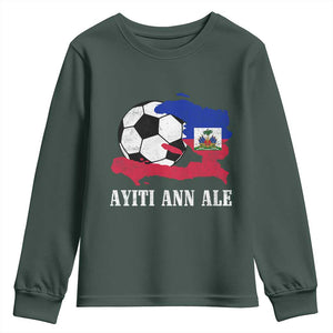 Ayiti Ann Ale Haiti Soccer Youth Sweatshirt Haitian Football Fan Pride Flag Graphic Caribbean Sports