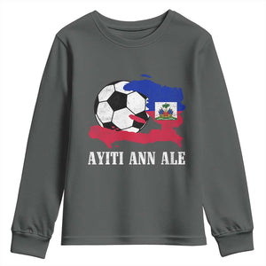 Ayiti Ann Ale Haiti Soccer Youth Sweatshirt Haitian Football Fan Pride Flag Graphic Caribbean Sports