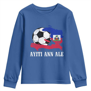 Ayiti Ann Ale Haiti Soccer Youth Sweatshirt Haitian Football Fan Pride Flag Graphic Caribbean Sports