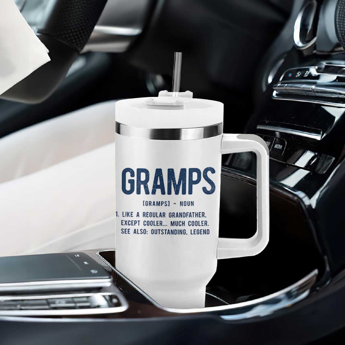 Grandpa Gift For Gramps Tumbler With Handle Fathers Day Birthday Gift Idea