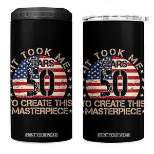 50th Birthday 4 in 1 Can Cooler Tumbler It Took Me 50 Years To Create This Masterpiece Vintage American Flag