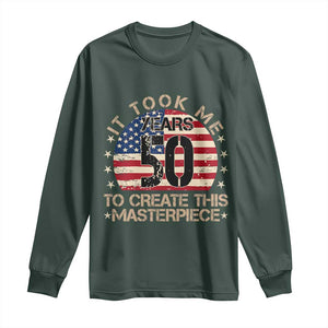 50th Birthday Long Sleeve Shirt It Took Me 50 Years To Create This Masterpiece Vintage American Flag