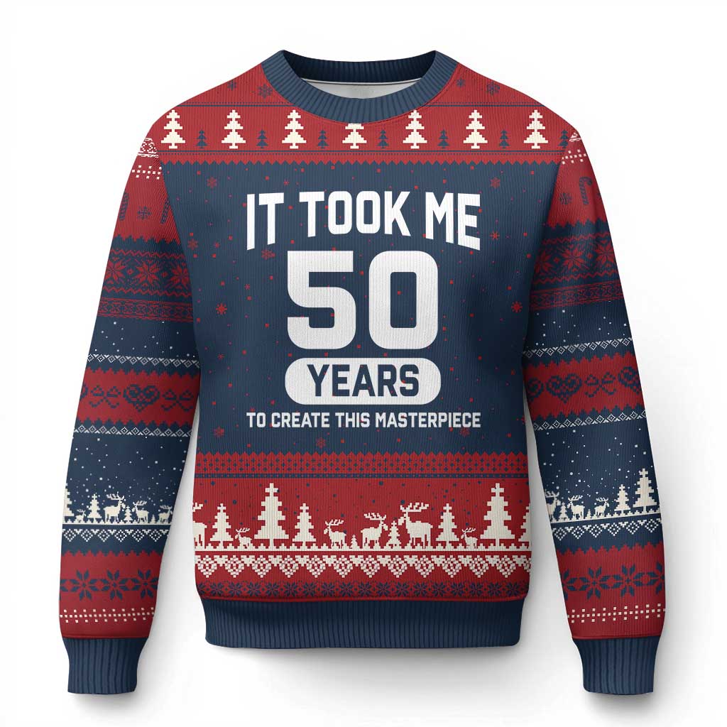 50th Birthday Ugly Christmas Sweater To Create This Masterpiece 50 Year Old Gift TS10 Navy Red Print Your Wear