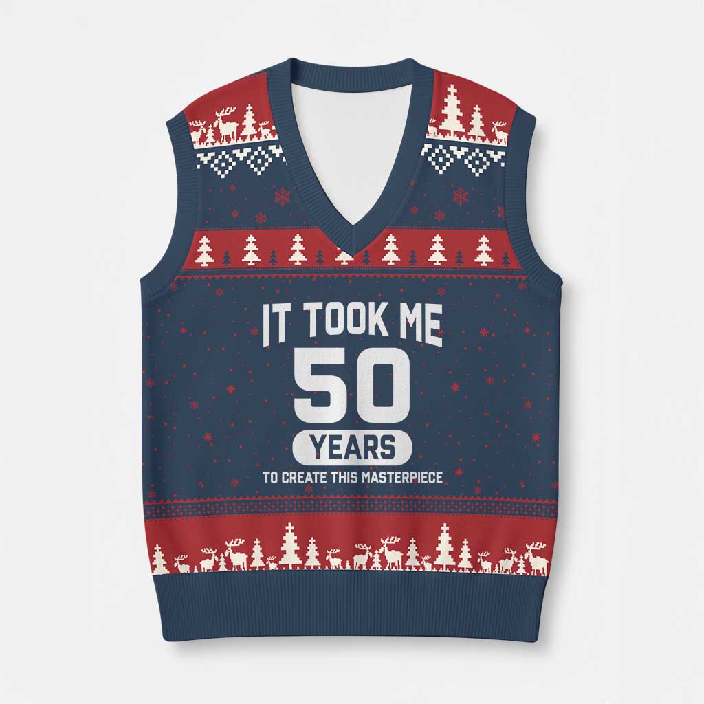 50th Birthday V-Neck Knit Sweater Vest To Create This Masterpiece 50 Year Old Gift TS10 Navy Red Print Your Wear