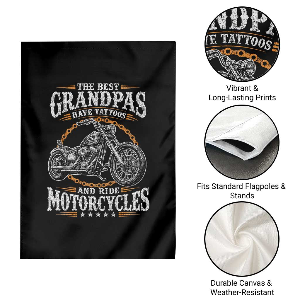 Biker Grandpa Best Grandpas Have Tattoos and Ride Motorcycles Garden Flag