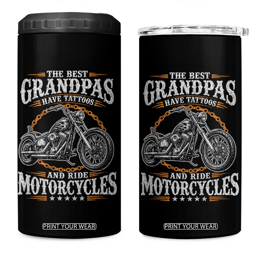 Biker Grandpa Best Grandpas Have Tattoos and Ride Motorcycles 4 in 1 Can Cooler Tumbler TS10 One Size: 16 oz Black Print Your Wear