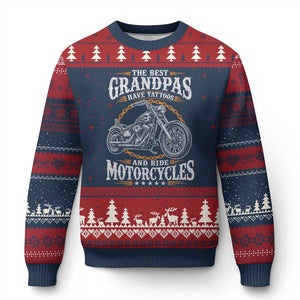 Biker Grandpa Best Grandpas Have Tattoos and Ride Motorcycles Ugly Christmas Sweater
