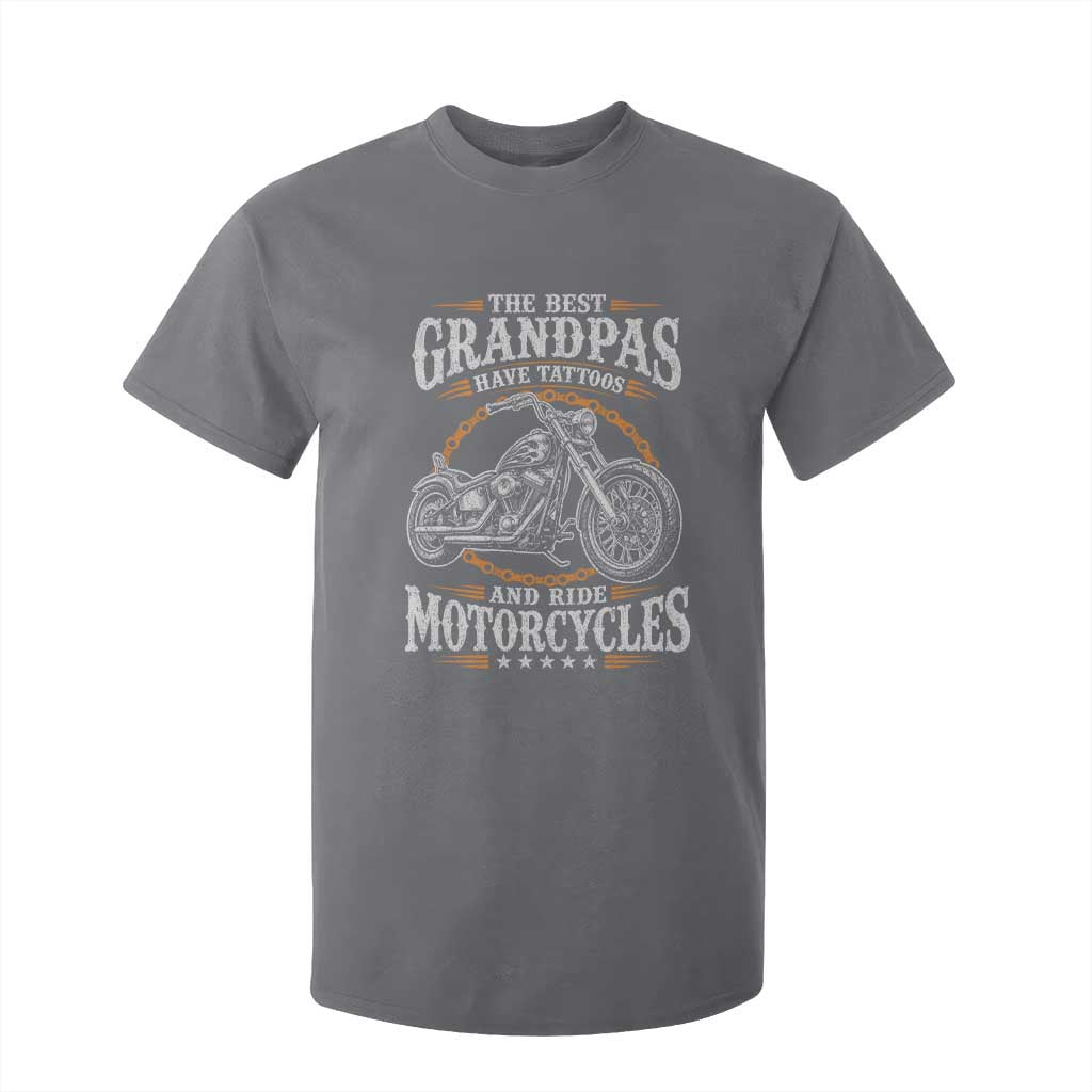 Biker Grandpa Best Grandpas Have Tattoos and Ride Motorcycles T Shirt For Kid