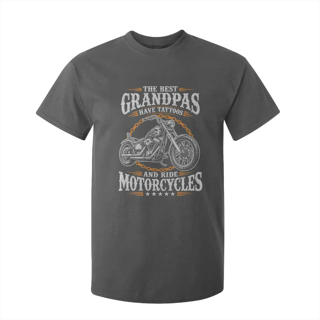 Biker Grandpa Best Grandpas Have Tattoos and Ride Motorcycles T Shirt For Kid