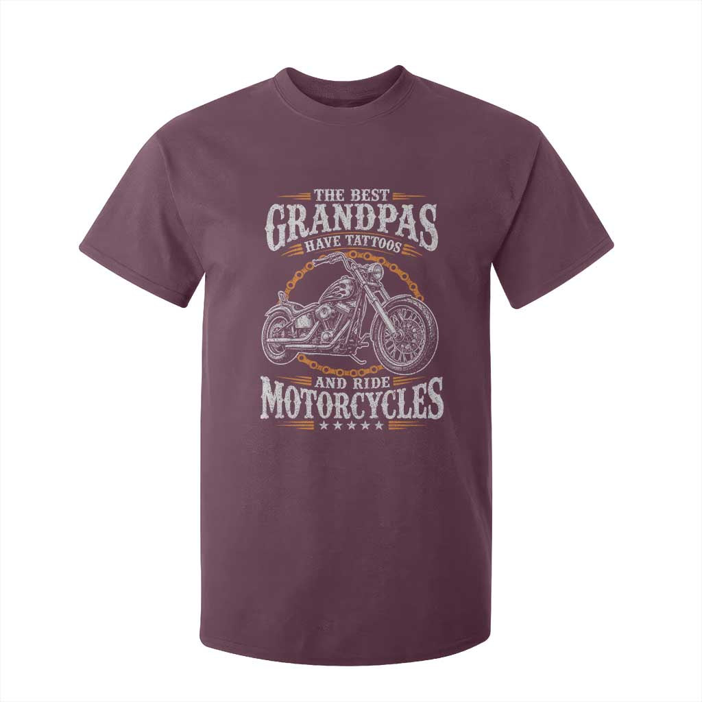 Biker Grandpa Best Grandpas Have Tattoos and Ride Motorcycles T Shirt For Kid