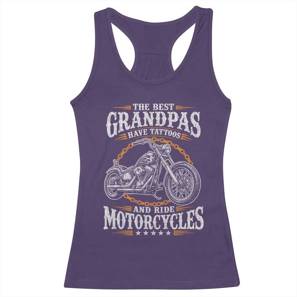 Biker Grandpa Best Grandpas Have Tattoos and Ride Motorcycles Racerback Tank Top