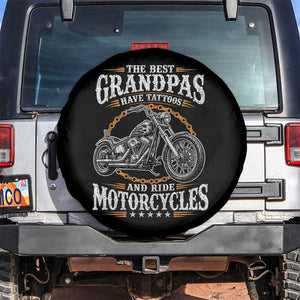 Biker Grandpa Best Grandpas Have Tattoos and Ride Motorcycles Spare Tire Cover
