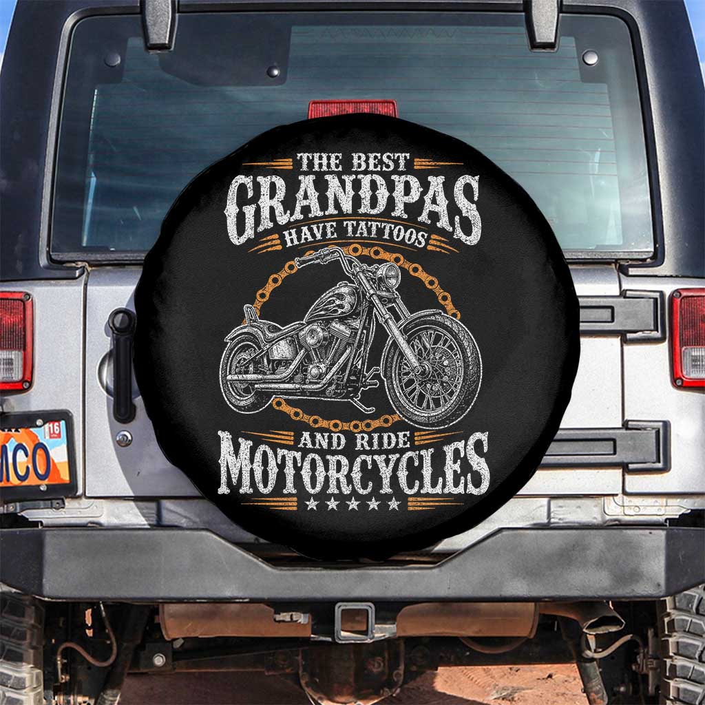 Biker Grandpa Best Grandpas Have Tattoos and Ride Motorcycles Spare Tire Cover TS10 No hole Black Print Your Wear